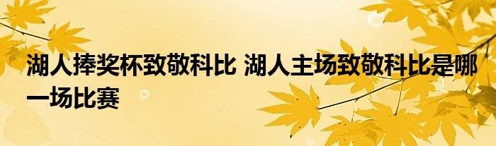 湖人捧奖杯致敬科比 湖人主场致敬科比是哪一场比赛